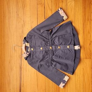 NWOT Max Studio baby girl spring jacket blue/gray & floral 18 months
